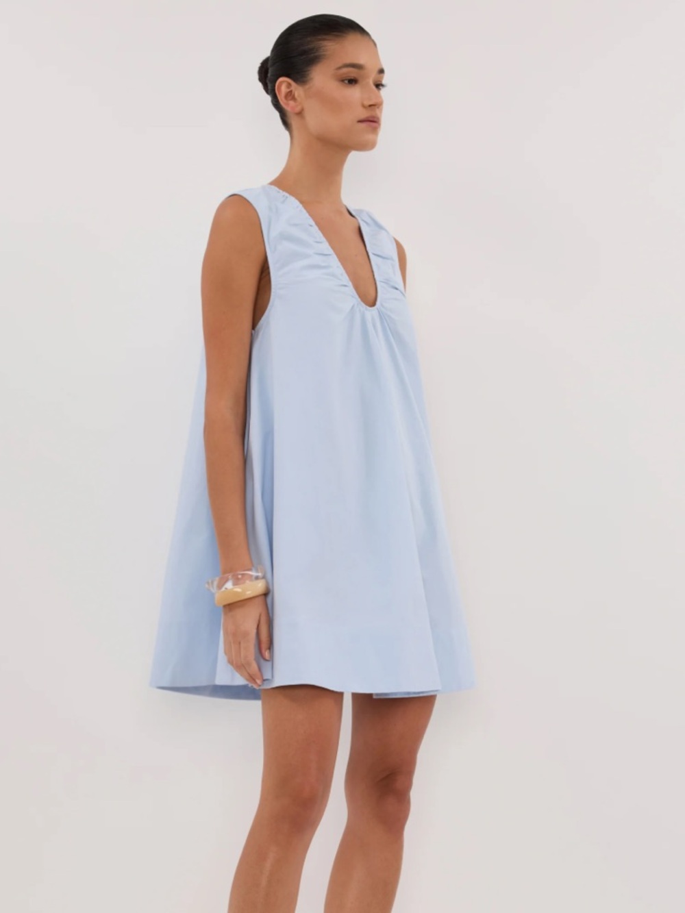 Light Blue Sleeveless V-Neck Tunic Dress